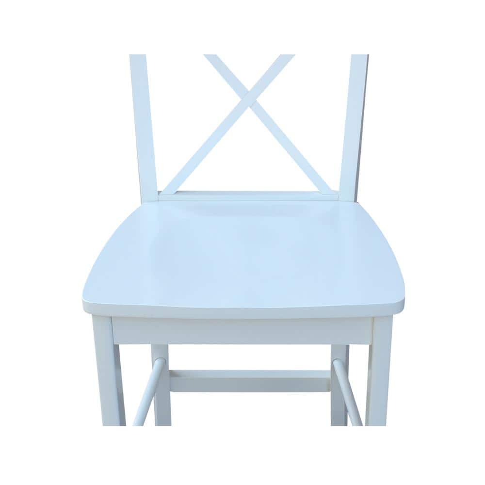 Coastal White Solid Wood 24" Counter Stool