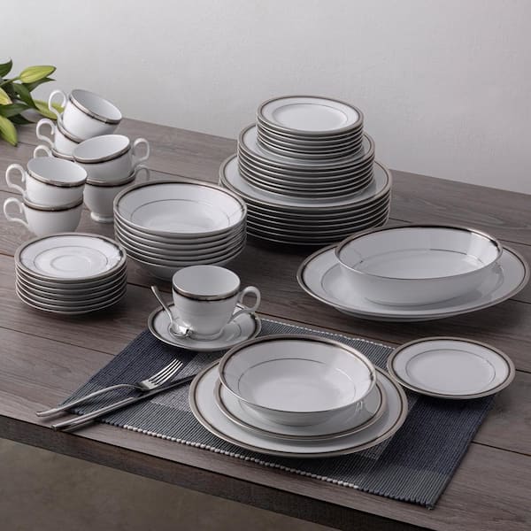 Noritake Austin Platinum 50-Piece Dinnerware Set (White) Porcelain