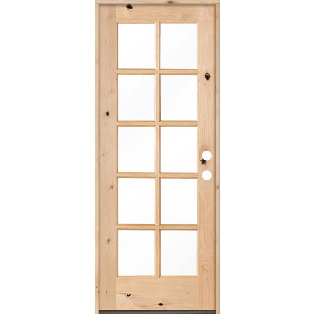 Krosswood Doors 32 in. x 80 in. Classic French Alder 10-Lite Clear