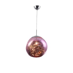 Lilah IV 60-Watt Integrated LED Pink Globe Pendant with Glass Shade