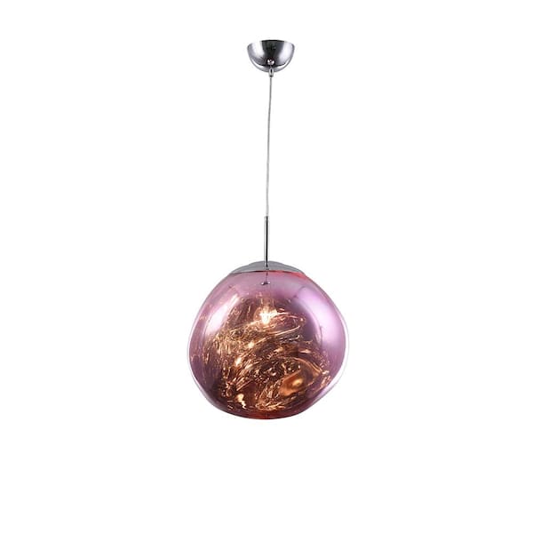 Unbranded Lilah IV 60-Watt Integrated LED Pink Globe Pendant with Glass Shade