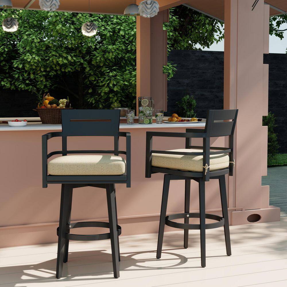Barvallo Swivel Aluminum Outdoor Bar Stool with Sunbrella Brown Cushion (2-Pack) price history on PriceWatchPro