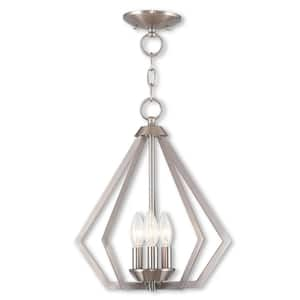 Dorrance 14 in. 3-Light Brushed Nickel Diamond Convertible Mini Chandelier/Semi Flush