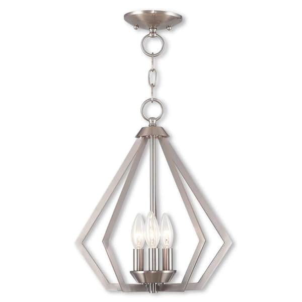 AVIANCE LIGHTING Dorrance 14 in. 3-Light Brushed Nickel Diamond Convertible Mini Chandelier/Semi Flush
