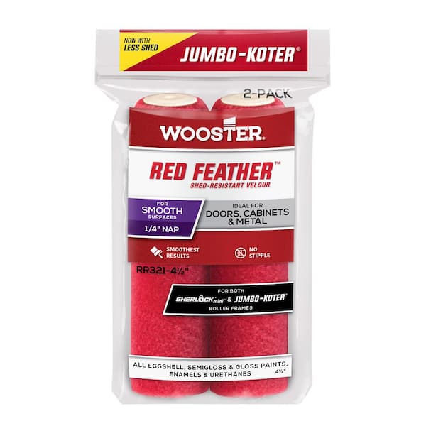 4-1/2 in. x 1/4 in. Velour Fabric Jumbo-Koter Red Feather Roller (2-Pack)