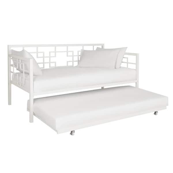 DHP Giada White Metal Twin Daybed with Trundle