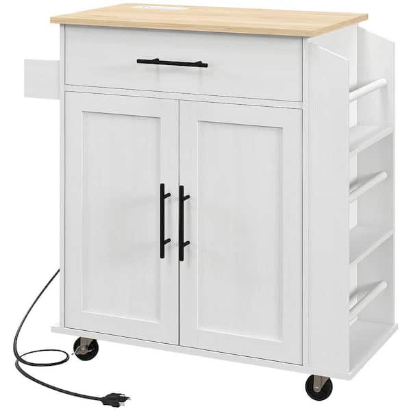 ANTFURN White Kitchen Cart with Drawers Shelf Spice Rack Wheels