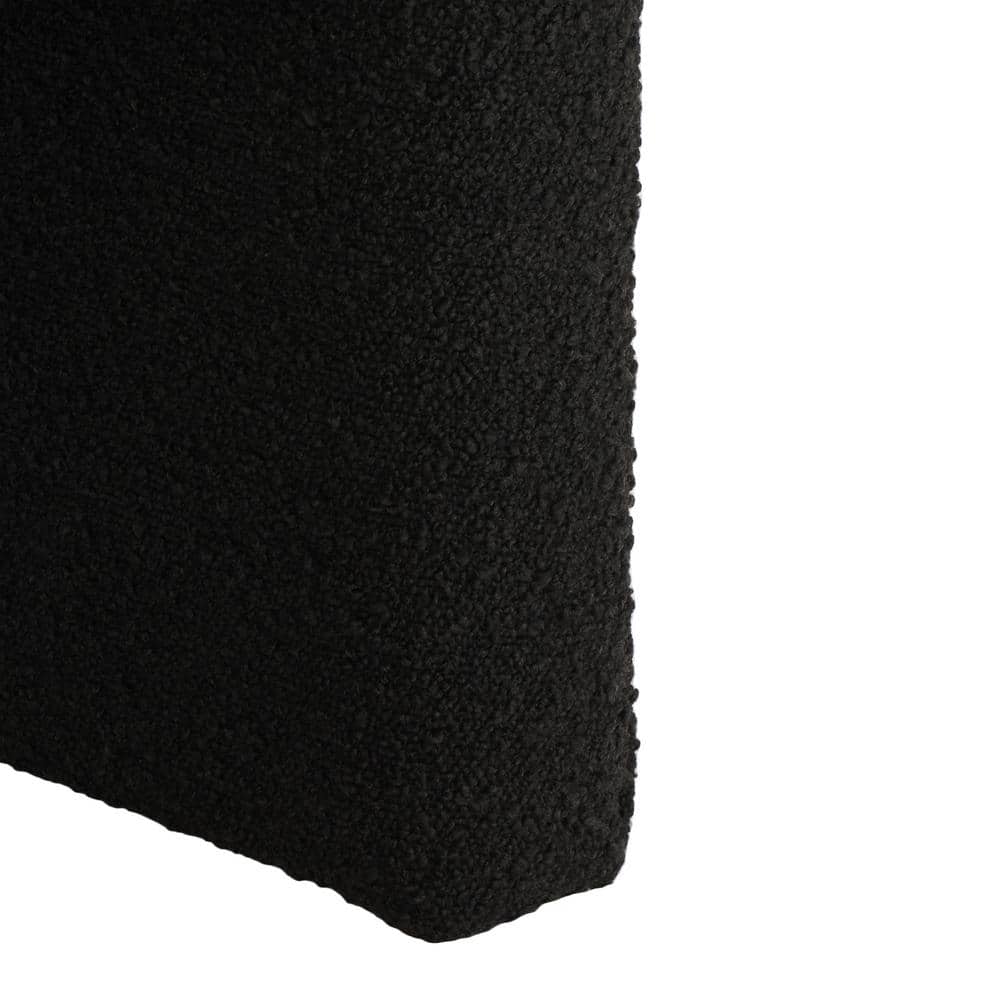 Sammie Black Boucle Barrel Accent Chair with Wood Legs