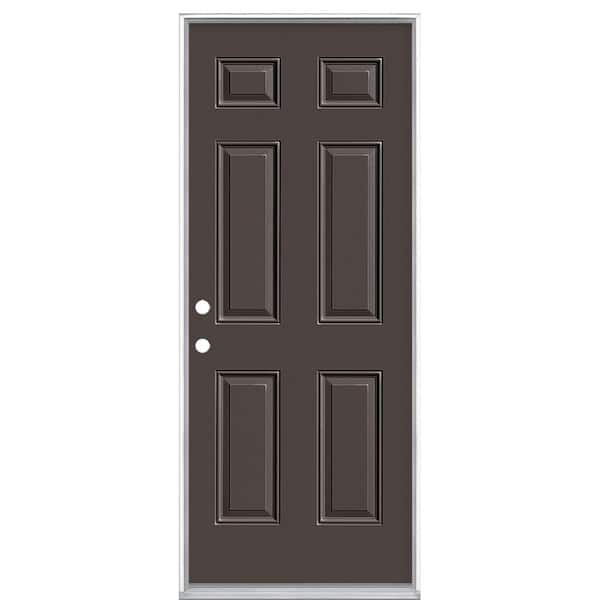 Masonite 32 in. x 80 in. 6-Panel Right-Hand Inswing Painted Steel Prehung Front Exterior Door No Brickmold