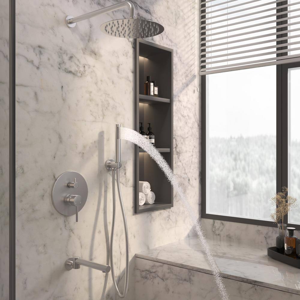 Brushed Nickel Dual Function Rain Shower System with Handheld