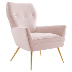 Renata Button Tufted Performance Velvet Armchair in Pink