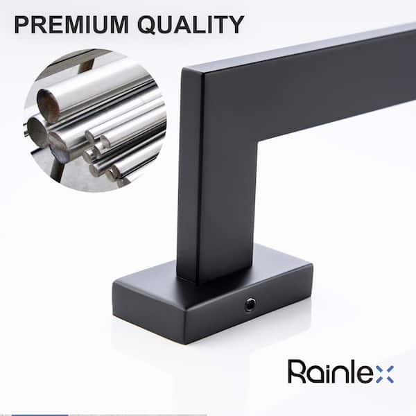 Rainlex Ocean 5 Piece Bath Hardware Set With Double Hooks Towel Ring Toilet Paper Holder 24 And 8 In Towel Bar In Matte Black 3700h 5 The Home Depot