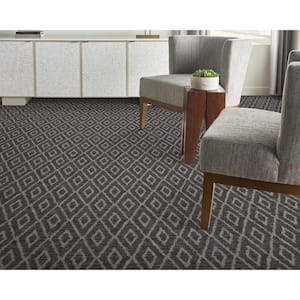 Diamond Back - Wrought Iron - Gray 13.2 ft. 48 oz. Polyester Pattern Installed Carpet