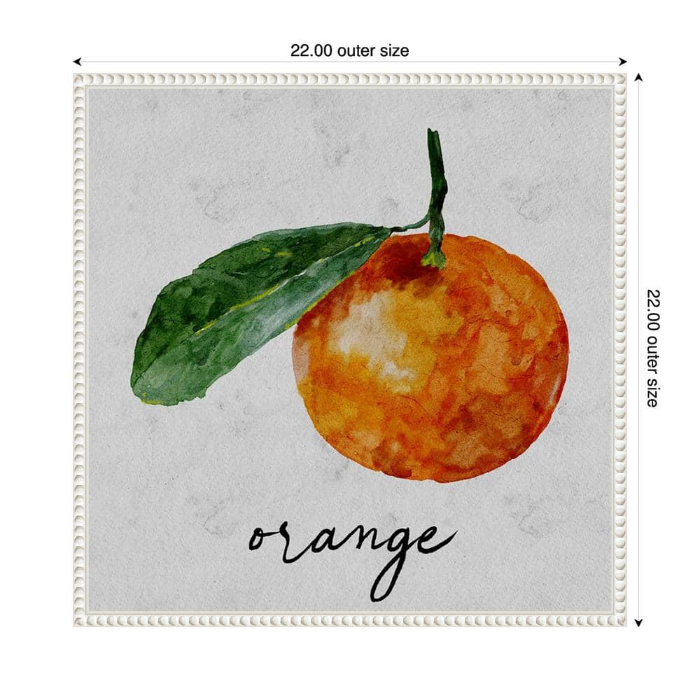 Summertime Citrus I Watercolor Orange Canvas Print with White Frame