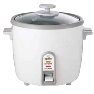 6-Cup White Rice Cooker with Stainless Steel Steaming Tray