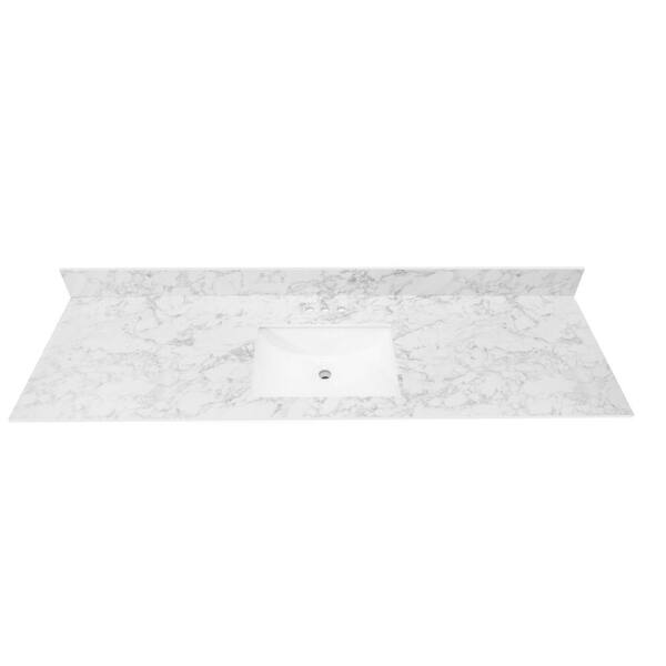 Volakas Marble With Single White Sink, 73 Vanity Top Single Sink