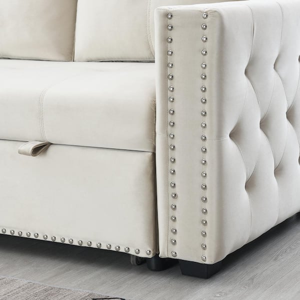 Beige deals velvet sectional