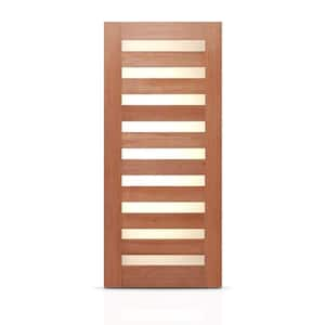 36 in. x 80 in. Universal Frosted Glass Modern Exterior Unfinish Mahogany Front Door Slab with Door Slab Only