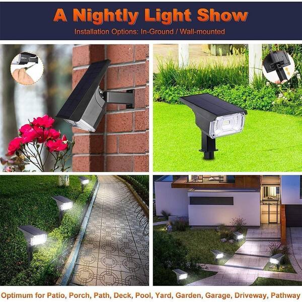 Solar LED Spot Lights Outdoor - Waterproof Wall/Ground Lights For Garden Driveway