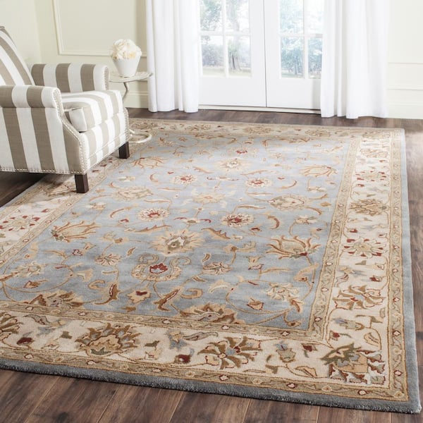 Royalty Blue/Beige 7 ft. x 10 ft. Border Area Rug