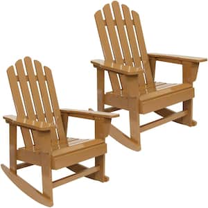 Classic Wood Rocking Adirondack Chair in Cedar Set of 2)