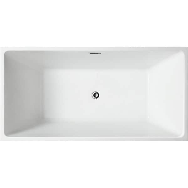 Brindisi 59.04 in. Acrylic Flatbottom Non-Whirlpool Freestanding Bathtub in Glossy Black