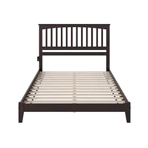 Mission Espresso King Solid Wood Frame Low Profile Platform Bed with Attachable USB Device Charger