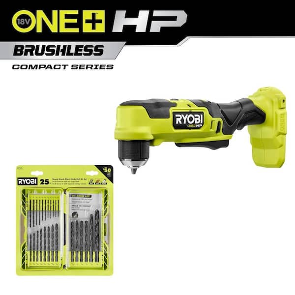 RYOBI ONE+ HP 18V Brushless Cordless Compact 3/8 in. Right Angle Drill  (Tool Only) w/ 25-Piece Black Oxide Drill Bit Set PSBRA02B-A972501 - The  Home Depot