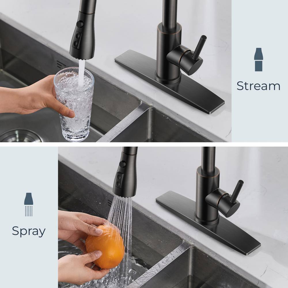 Oil Rubbed Bronze Pull Down Kitchen Faucet with Spray