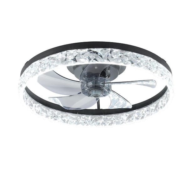 ゆちゃ Jushua 19.7 in. Integrated LED Indoor Black Ceiling Fan with