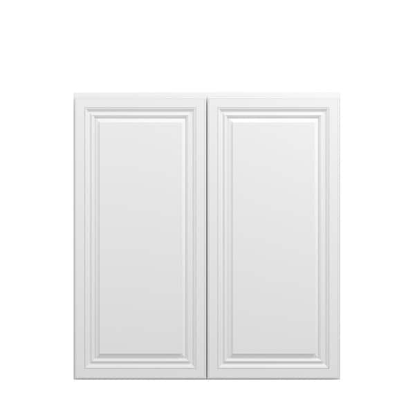 Kunal Kitchens Damascus Raised 39 in. W x 42 in. H x 12 in. D in French Vanilla Plywood Assembled Wall Cabinet