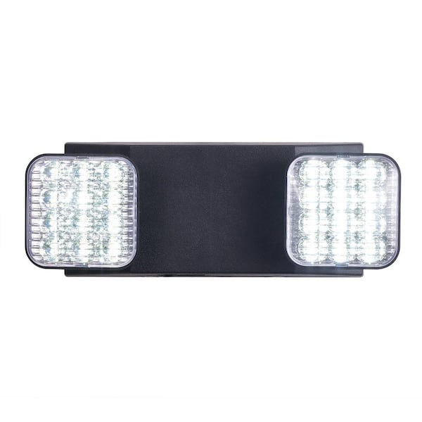 Efficient Hardwired 110-Volt Integrated LED Black 2-Head Emergency Light