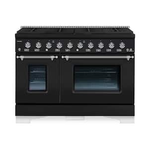 CLASSICO 48 in. 8 Burner Freestanding Double Oven Dual Fuel Range with Gas Stove and Electric Oven in Grey
