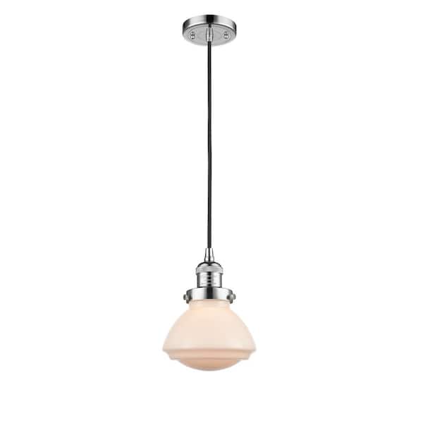 Innovations Olean 100-Watt 1 Light Polished Chrome Shaded Mini Pendant Light with Frosted Glass Shade