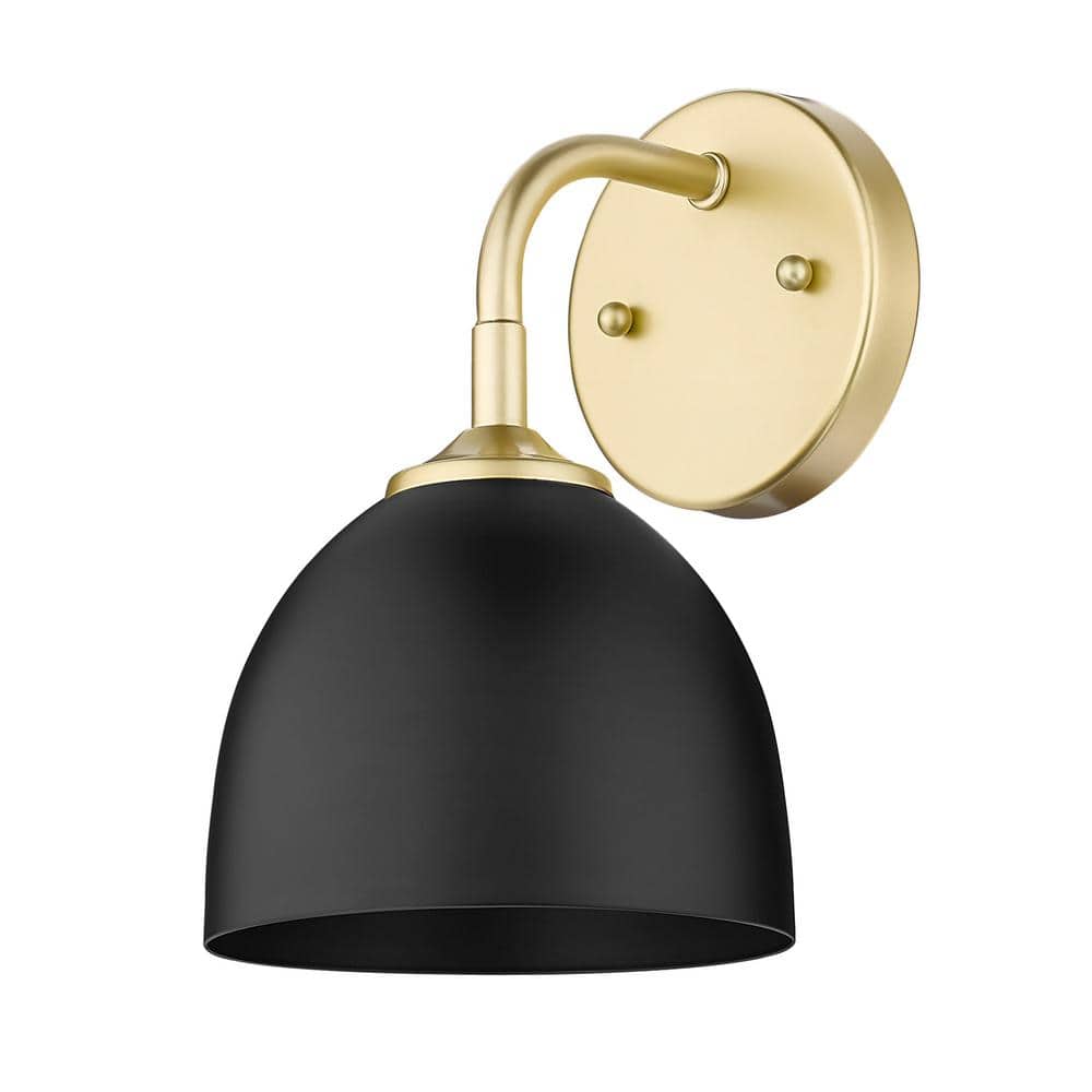 Olympic Gold and Black Steel Dimmable Wall Sconce