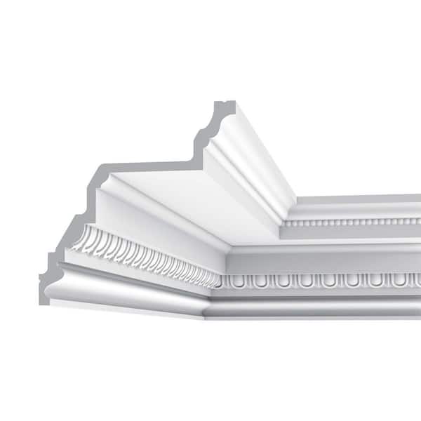 ORAC DECOR 7-5/8 in. x 7-5/8 in. x 78-3/4 in. Egg and Dart, and Beads Primed White Polyurethane Crown Moulding (12-Pack)