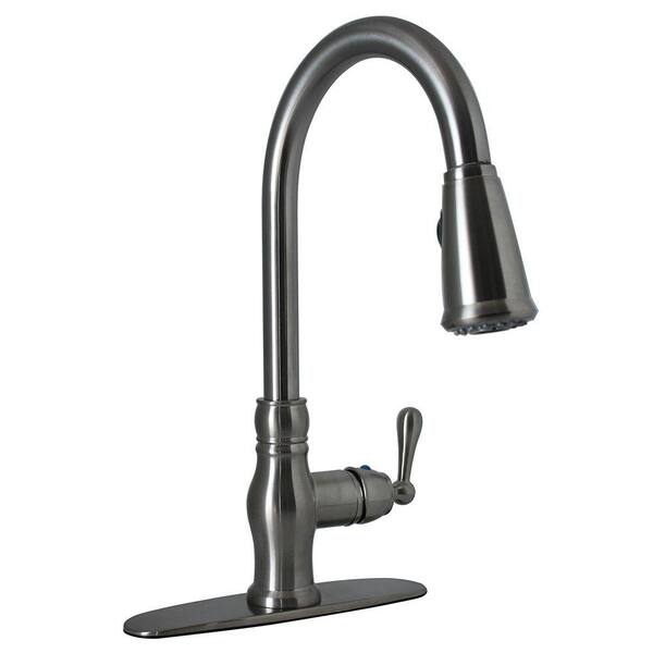 Fontaine Tradizioni Single-Handle Pull-Down Sprayer Kitchen Faucet in Brushed Nickel