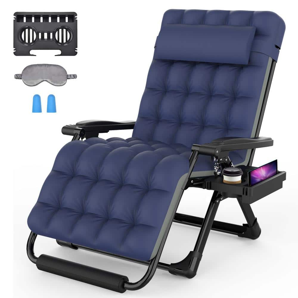 Seeutek Koepp 33 In.w Blue Metal 0-gravity Outdoor Recliner Oversized 