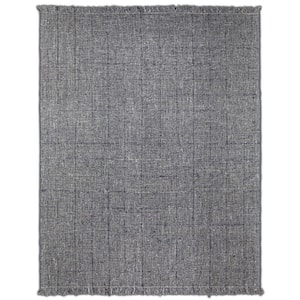Tenney Grey Blue 8 ft. x 10 ft. Rectangle Solid Pattern Wool Polyester Viscose Runner Rug