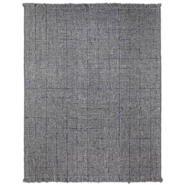 Simpli Home Tenney Grey Blue 8 ft. x 10 ft. Rectangle Solid Pattern Wool Polyester Viscose Runner Rug