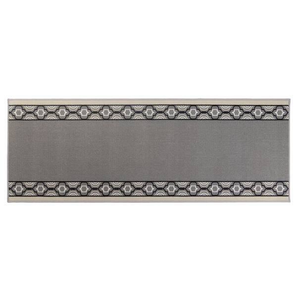 Trellis Border Design Gray 36 in. W x 432 in. L Stair Runner 96.09 sq. ft.