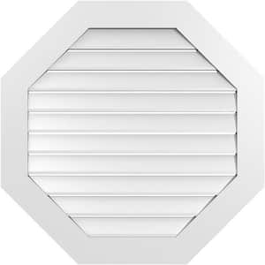 34 in. x 34 in. Octagonal Surface Mount PVC Gable Vent: Functional with Standard Frame