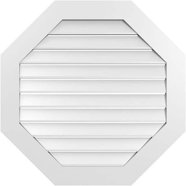 Ekena Millwork 34 in. x 34 in. Octagonal Surface Mount PVC Gable Vent: Functional with Standard Frame