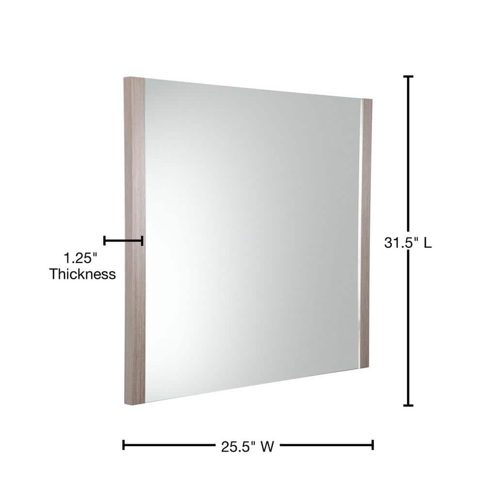 Sleek Gray Oak 25.5"x31.5" Modern Rectangular Bathroom Vanity Mirror