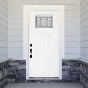 Legacy Knox 36 in. x 80 in. Right-Hand/Inswing Toplite 1/4 Decorative Glass White Primed Fiberglass Prehung Front Door