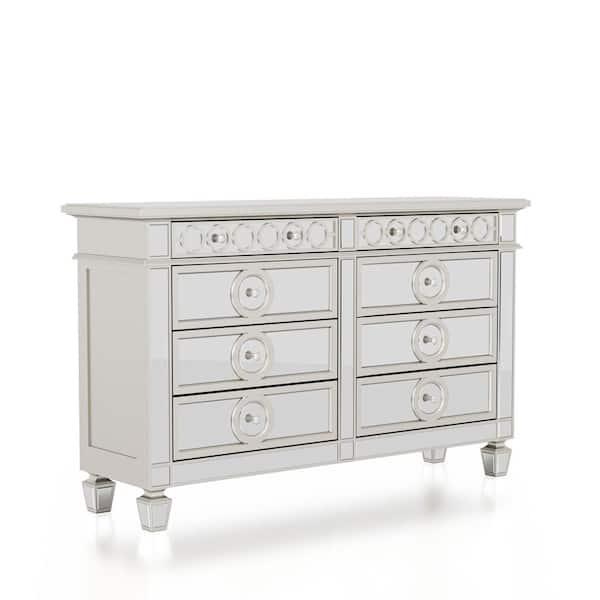 Furniture of America Jeliza 8-Drawer Champagne and Gray Dresser 40 in. H x 64 in. W x 18 in. D