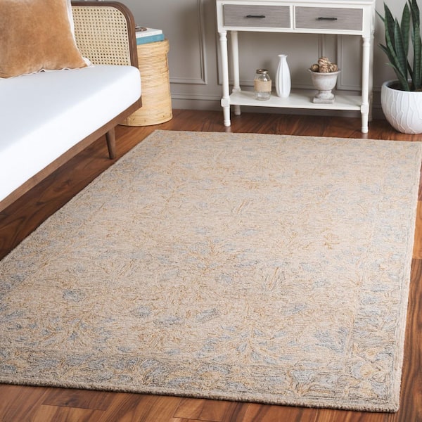 Jardin 6 ft. x 6 ft. Beige/Gray Abstract Border Square Area Rug