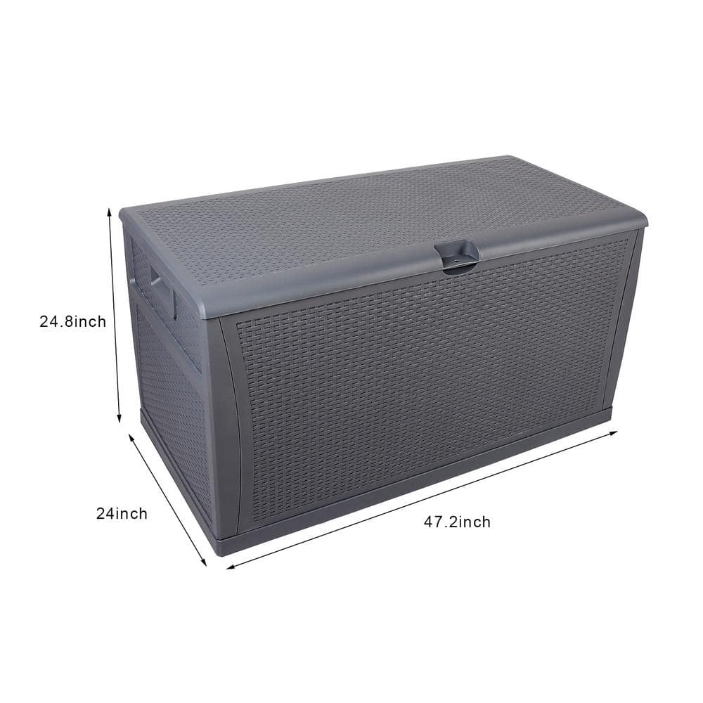 Gray Plastic Wicker-Like Lockable Deck Box, 120 Gallon