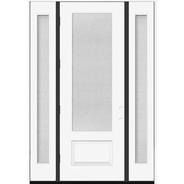 Palisade 68 in.x96 in. 3/4L MicroGranite Impact Glass RHOS Unfinished Fiberglass Prehung Front Door w/Dbl-14 in.SL6-9/16