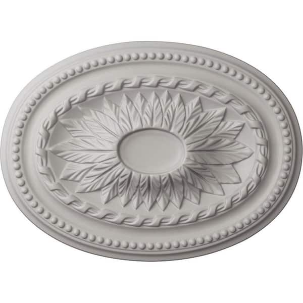 Ekena Millwork 18-1/2 in. W x 13-1/2 in. H x 1-7/8 in. Saverne Urethane Ceiling Medallion, Ultra Pure White
